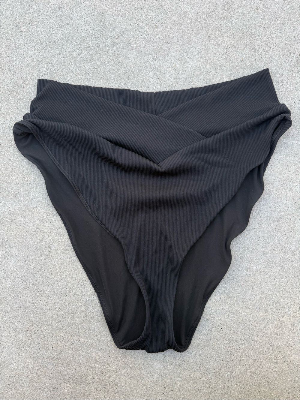 Cheeky aerie High-Waist Ribbed Bikini Bottom - Black